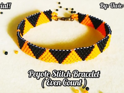 Beading Tutorial: How To Make Flat Even Count Peyote Bracelet.Peyote Stitch Kiraan Genap.DIY!