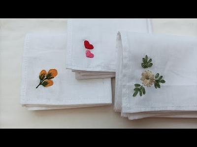 EASY HANDKERCHIEF HAND EMBROIDERY DESIGNS FOR BEGINNERS❤❤❤❤