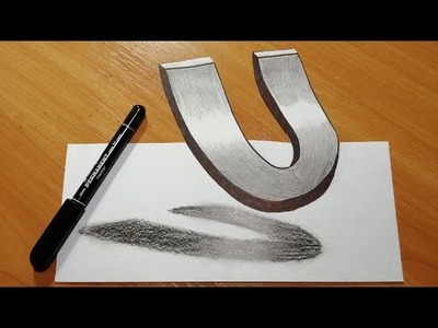 Easy Trick Art Drawing | How to Draw 3D Letter U #drawing3d #howtodraw #learntodraw