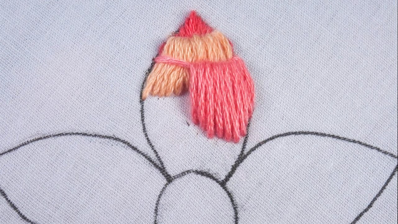 Hand embroidery beautiful color layering easy flower design for beginners