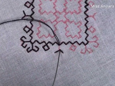 Hand embroidery Kasuti stitches with beads, Bead touch hand embroidery designs, New design