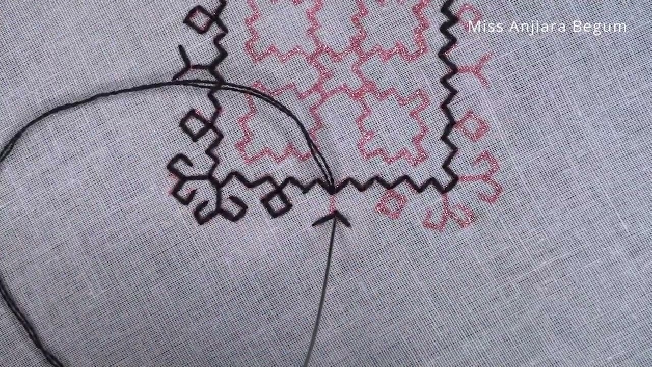 Hand embroidery Kasuti stitches with beads, Bead touch hand embroidery designs, New design