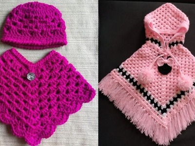 Very creative and impressive crochet pattern Crochet Baby  poncho design with caps for 2022