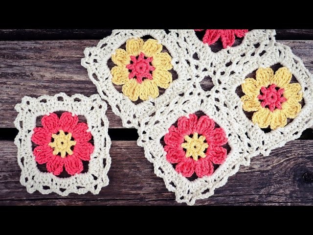 Crochet 8 Petal Flower Square Tutorial