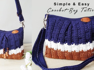 Crochet Tutorial Tas Rajut Simple Mudah Untuk Pemula (Subtitle Available)