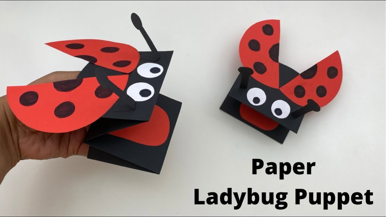 DIY PAPER LADYBUG PUPPET | Moving Paper TOYS.Paper Craft. KIDS crafts