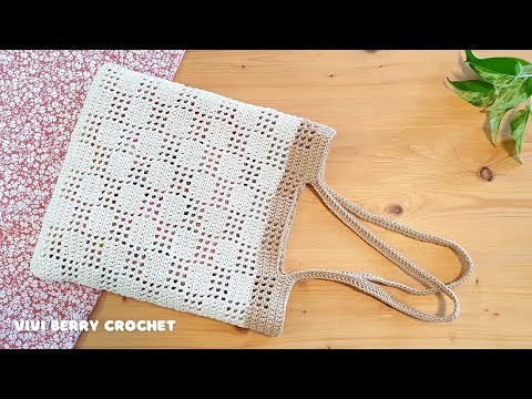 ????Easy DIY Crochet Tote Bag | Net Bag Crochet Tutorial | Let's crochet together | ViVi Berry Crochet
