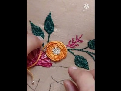 Flower Embroidery For Beginners.EmbroideryWorld.#Shorts