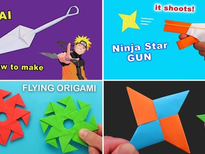4 Cool Ninja Star Paper Crafts. Naruto origami crafts for fun.