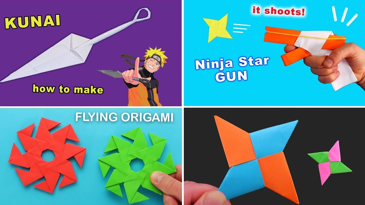 4 Cool Ninja Star Paper Crafts. Naruto origami crafts for fun.