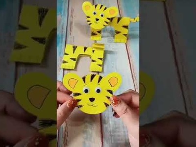 DIY paper tiger toy.Fun with paper crafts