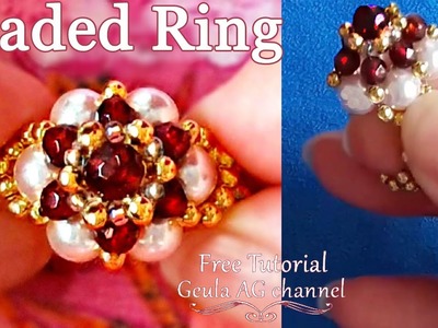 Beaded Ring Pearl & Garnet Stone Beads Diy Ring