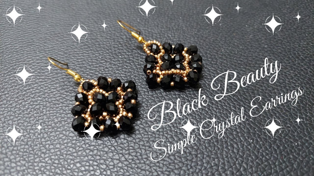 Black Beauty. Simple Crystal Earrings. Rondelle Crystal Beaded Jewelry. DIY Beading Tutorials.