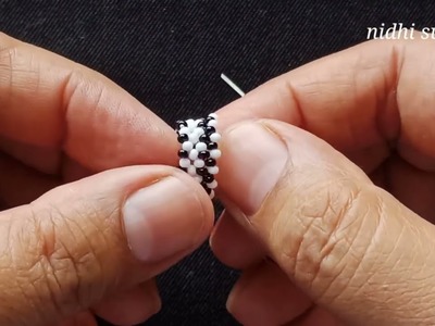 Checker board, Stylish Crystal Ring.How to make seed bead jewelry.Anillo Tutorial diy