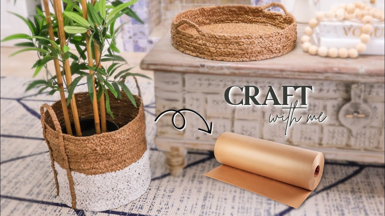 Como hacer un lindo cesto usando papel Kraft - paper craft baskets DIY- home decoration ideas