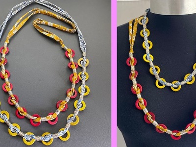 Diy Beautiful Liberty Fabric Beads necklace | Long Fabric Necklace | Beads Necklace | Collar de tela