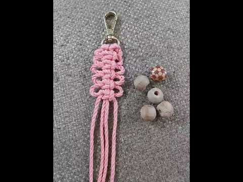 DIY Key ring. macrame. thread work with wooden beads