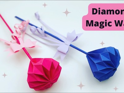 DIY PAPER MAGIC WAND. Paper Crafts For School. Paper Craft. Diamond Magic Wand. Origami Diamond