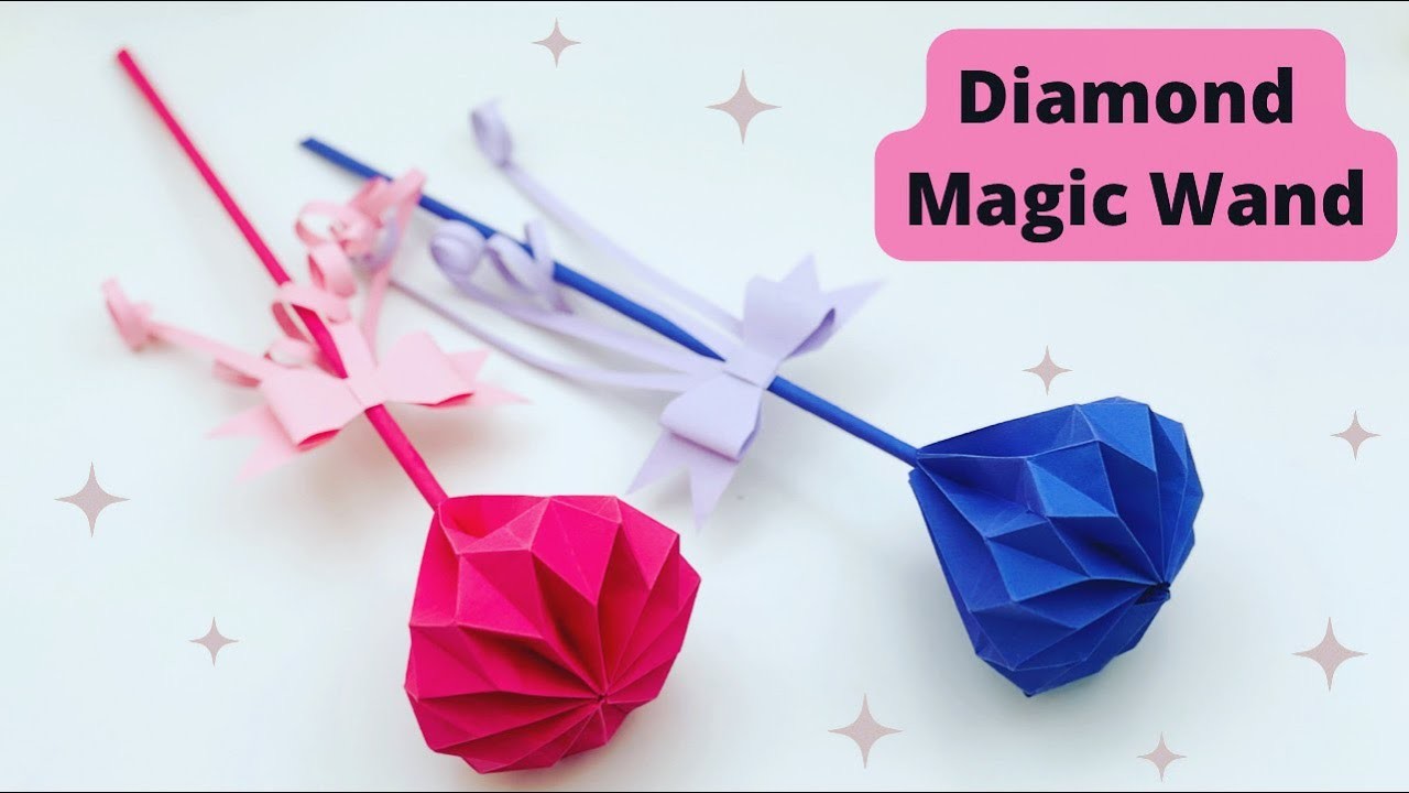 DIY PAPER MAGIC WAND. Paper Crafts For School. Paper Craft. Diamond Magic Wand. Origami Diamond