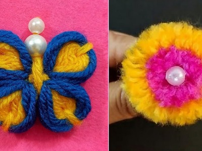 DIY Super Easy Woolen Flower Making using Comb - Embroidery Flower Making using Comb - Wool Craft