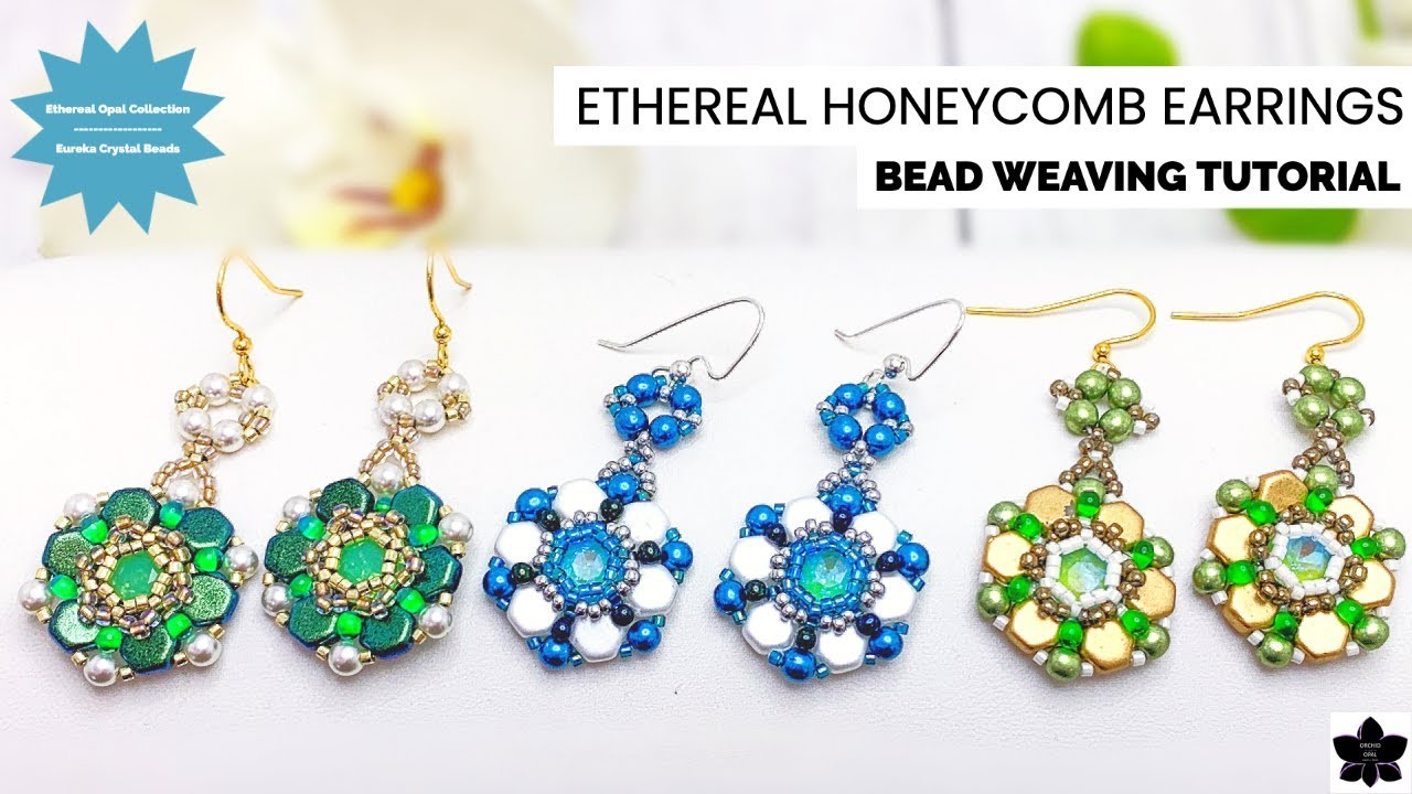 Ethereal Honeycomb 8mm Crystal Beaded Earrings Tutorial