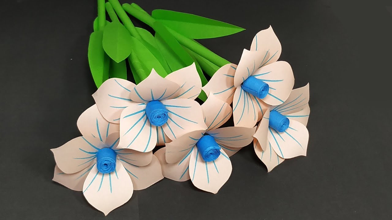 Flor De Papel | Easy Flower Making with Paper || DIY paper flower from paper || Stick Flower
