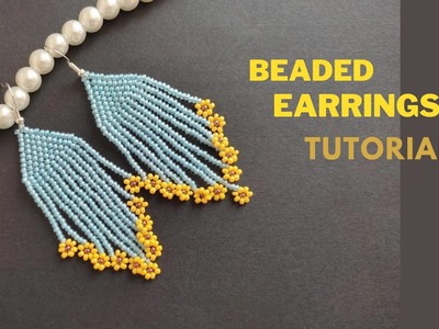 Seed bead flower earrings tutorial, diy bead earrings for beginners