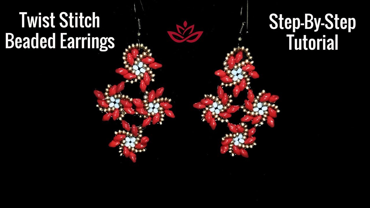 Twist Stitch Earrings with Superduo Beads - Tutorial. How to make whirl superduo earrings?