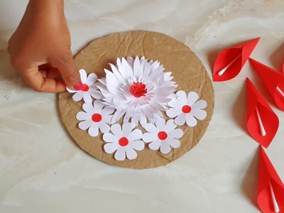 2 easy paper flower wall hanging. Easy wall decoration ideas. Paper craft. Diy. Home decoration.