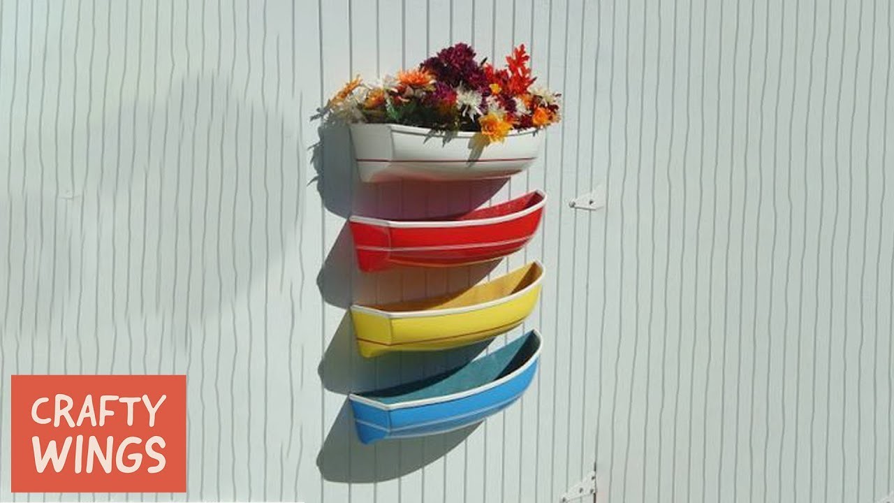 DIY Boat Shape Hanging Flower Pot || White Cement Craft || Crafty Wings