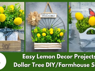 DIY Lemon Decor.Dollar Tree diys.DIY Farmhouse Decor.Boxwood Decor