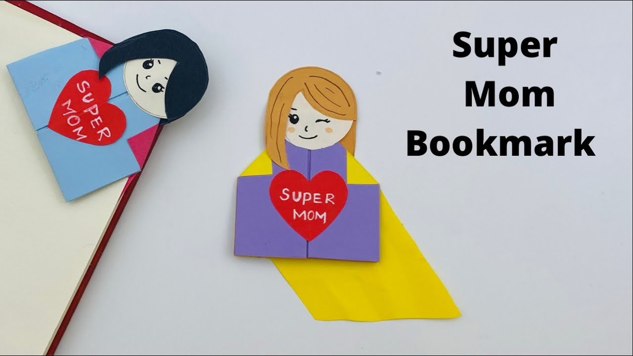 DIY Paper Super Mother Corner Bookmark. Mother's Day Gift Idea.super mom craft. Paper Craft