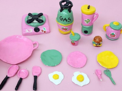 Amazing technique How to make Mini kitchen set with polymer clay | Miniature clay kitchen set