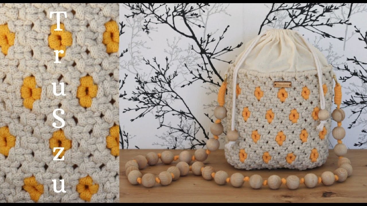 DIY Macrame Flowers Bag Tutorial. Makrama - Torebka Makramowa - Kubełek w Kwiaty. Summer Boho BAG