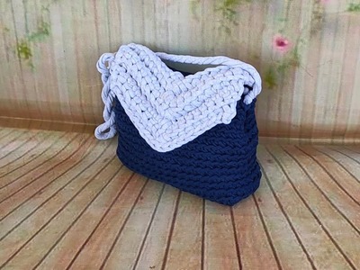 How to crochet a T-shirt yarn bag for beginners, How to crochet a bag for beginners step by step