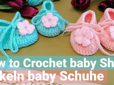 How to crochet cute baby Shoes.häkeln baby Schuhe