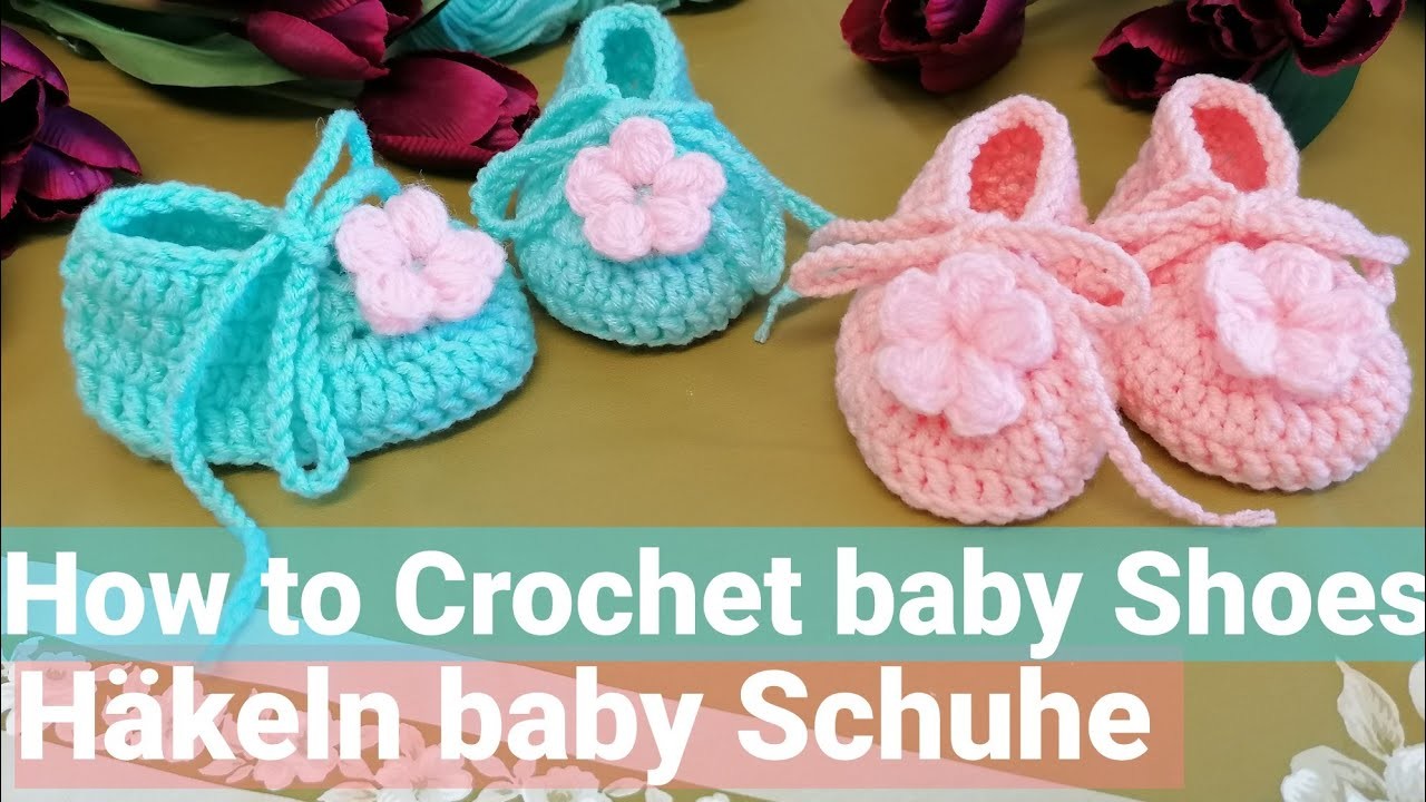 How to crochet cute baby Shoes.häkeln baby Schuhe