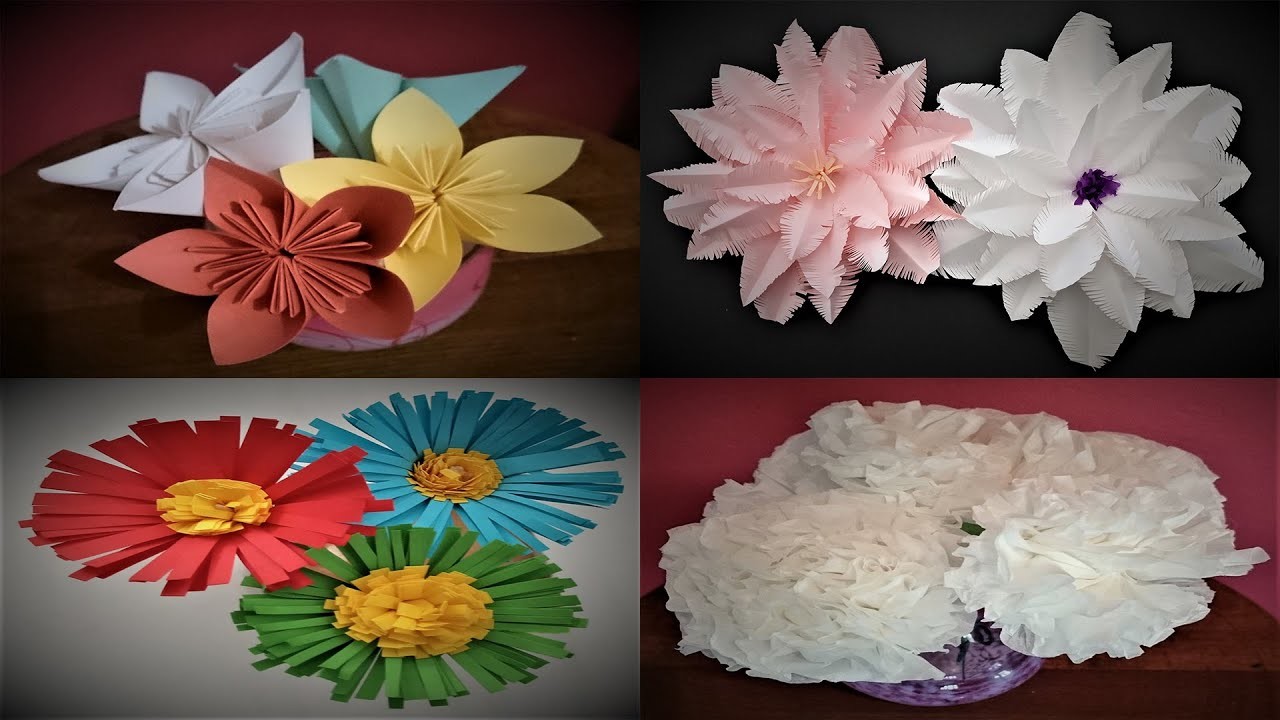 How To Make 4 Easy Paper Flowers - DIY