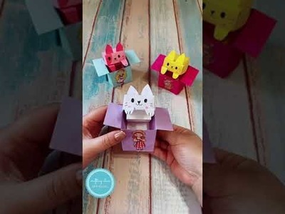 How to make a paper cat bouncing toy?.DIY Origami Crafts Tutorial step by step. #shorts