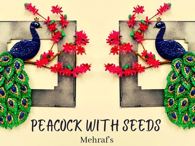 Peacock Craft With Seeds.Peacock Craft.Peacock Making.Seed Craft.Mehraf's