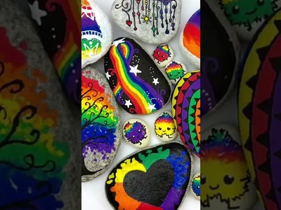 Rainbow Painting Designs!! All tutorials can be found on our channel ???? #rainbowart #rainbowcrafts