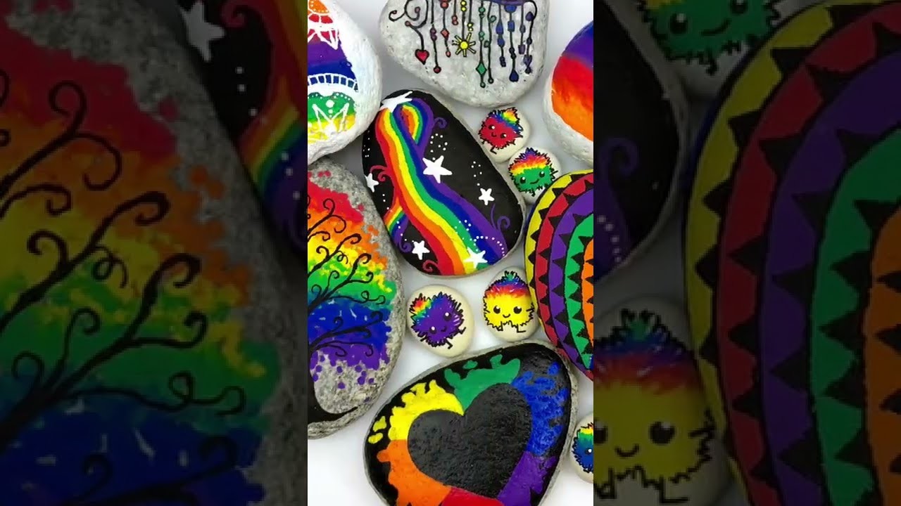 Rainbow Painting Designs!! All tutorials can be found on our channel ???? #rainbowart #rainbowcrafts