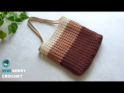 ????Super Easy DIY Crochet Bag | Crochet Tote Bag | Amazing 3 Tones Shoulder Bag | ViVi Berry Crochet
