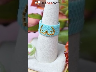 Beebeecraft DIY Line Pattern Beaded Rings #shorts