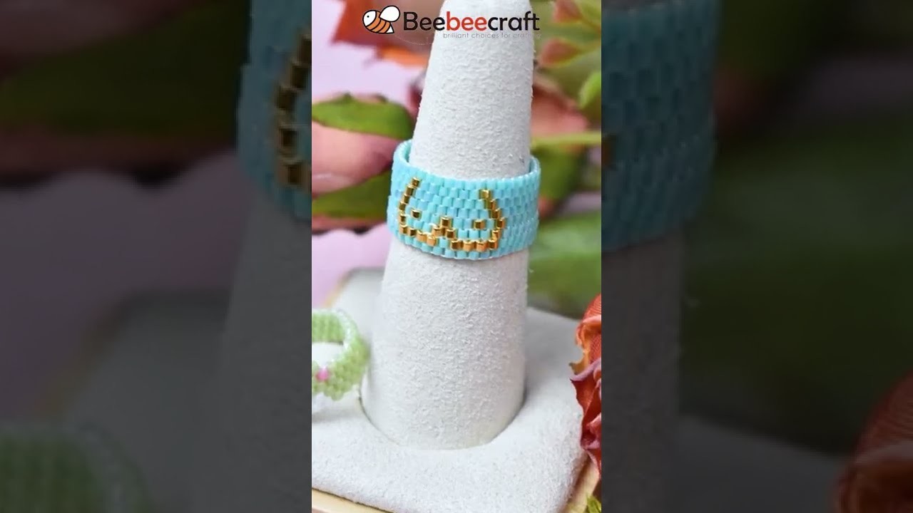 Beebeecraft DIY Line Pattern Beaded Rings #shorts