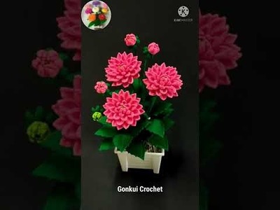 Crochet Dahlia flower | Tutorials on YouTube Gonkui Crochet ❤️ #crochetflower #crochet #shorts