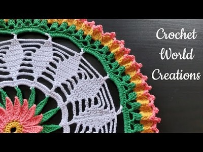 Crochet Doily ( Table Mat. Thalposh) Mandala Design #crochet #knitting #crochetworldcreations