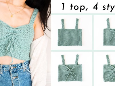 Crochet Easy Textured Crop Top - 1 Top, 4 Styles - Free Pattern | For The Frills