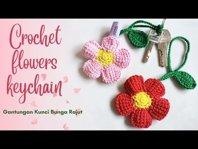 Crochet flower keychain | gantungan kunci rajut bunga | amplop rajut (subtitle)