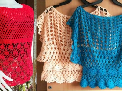 Crochet Mesh Lace Pattern Top Blouse And Tunic Top Designs Ideas For Ladies